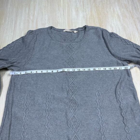 Soft Surroundings Gray Round Neck Cable Knit Warm Cozy Pullover Sweater Plus 1X - Picture 9 of 13